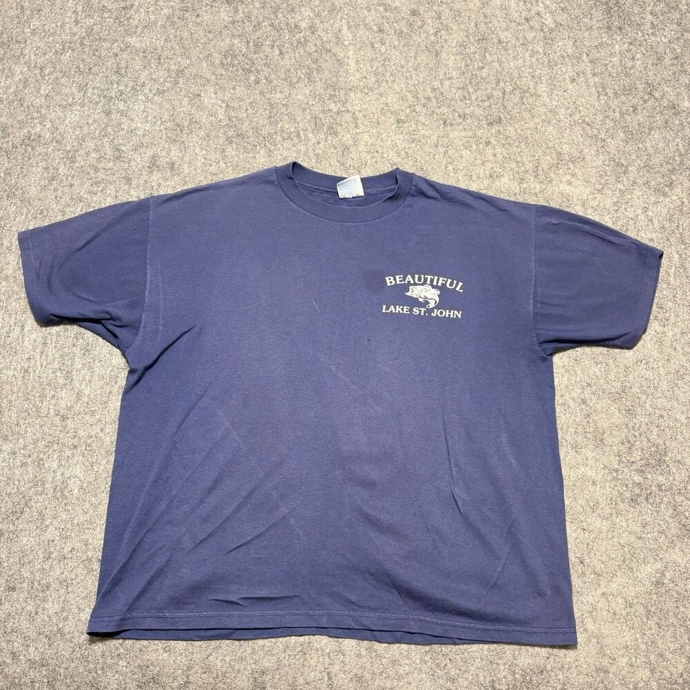 Vintage 90s Hanes Heavyweight Beautiful Lake St John Fishing T Shirt Men XL USA